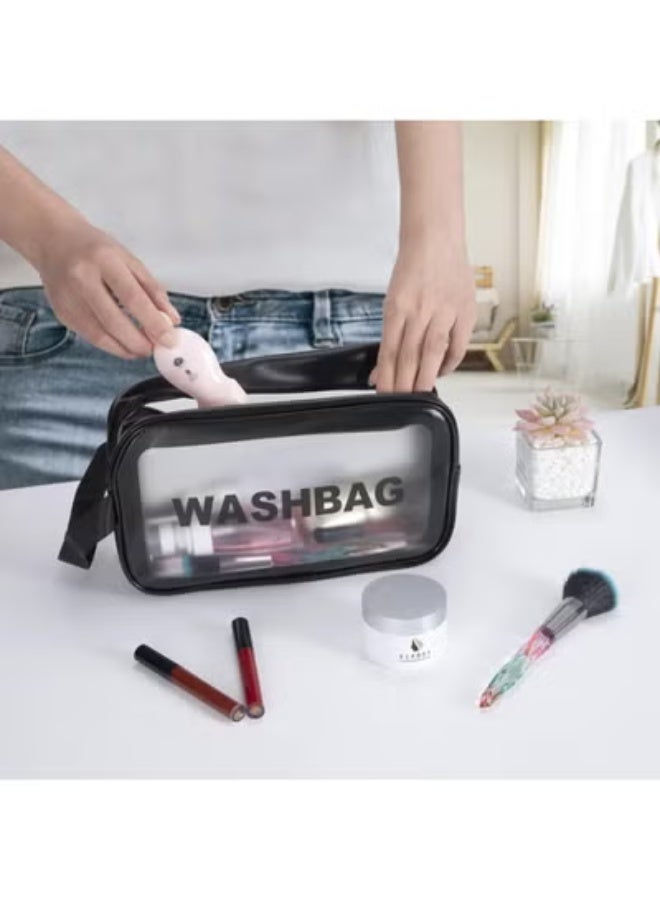 حقيبة أدوات تجميل شفافة، حقيبة مكياج، حقيبة سفر شفافة للنساء والفتيات (مقاس أسود صغير)) - Image 2